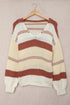V-Neck Knitted Lantern Sleeve Pullover Sweater